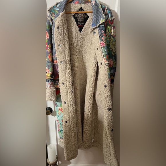 Johnny Was Biya Dreamer Patchwork Fleece Trim Jacket - Picture 8 of 9